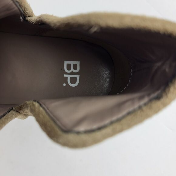 BP Ankle Booties Beige Suede Block Heels Casual Pull On Almond Size 7M - Picture 13 of 13